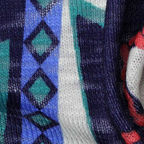 Navy Geometric-Band Knit, Polyester