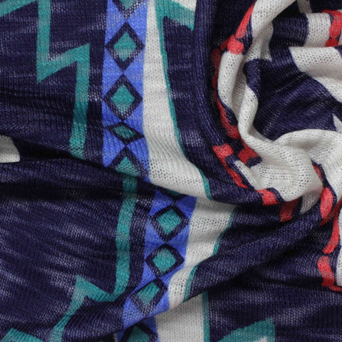Navy Geometric-Band Knit, Polyester