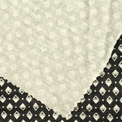 White Geometric-Square Jersey Knit, Viscose