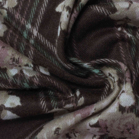 Brown Bold-Floral Chunky Knit, Polyester