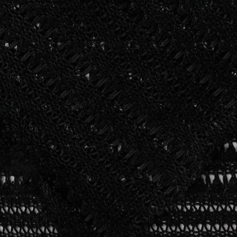 Black Openwork Chunky Knit, Poly-Viscose, 198 gsm