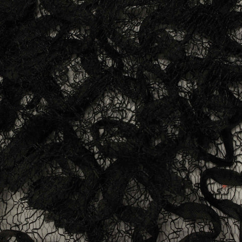Black Floral Jacquard, Polyester, 62 gsm