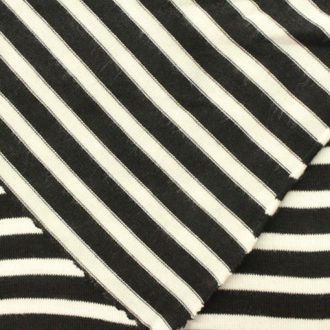 Black Stripe Jersey Knit, Viscose, 110 gsm