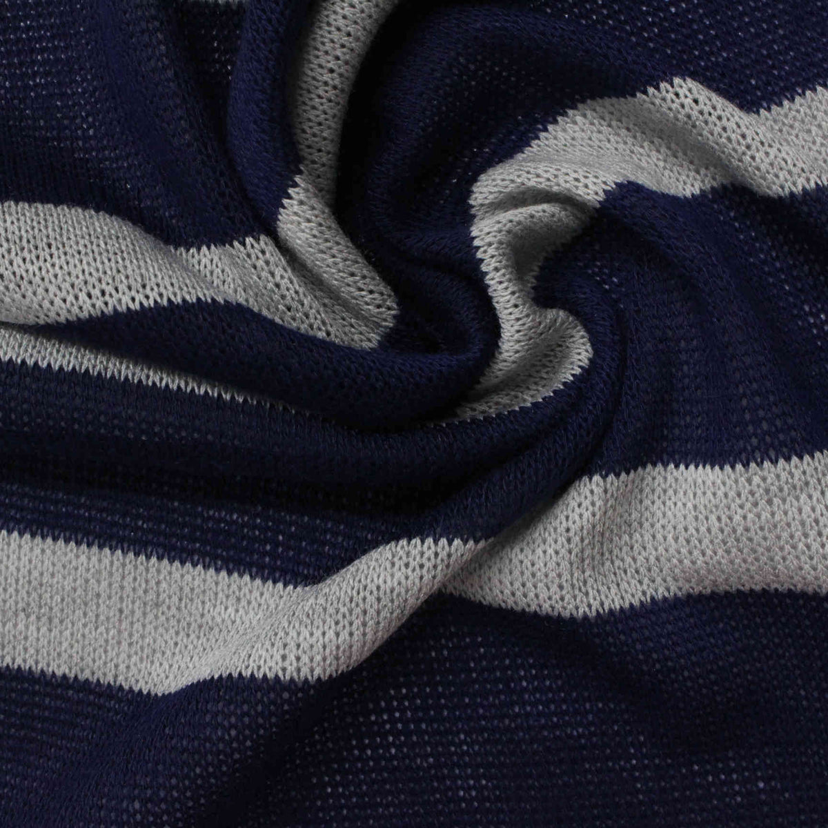 Navy Horizontal-Stripe Jersey Knit, 169 gsm