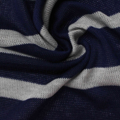 Navy Horizontal-Stripe Jersey Knit, 169 gsm