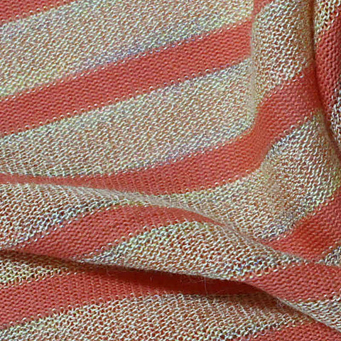 Coral Horizontal-Stripe Jersey Knit, Viscose-Nylon
