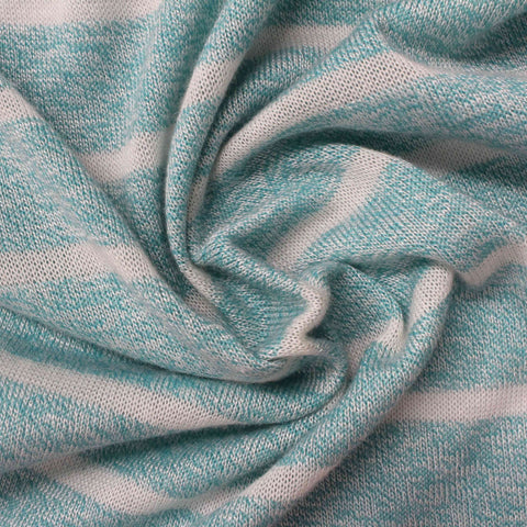 White Horizontal-Stripe Jersey Knit, Viscose-Poly, 193 gsm