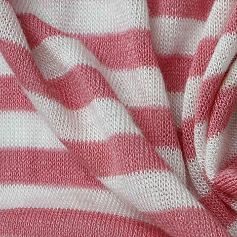 Pink Horizontal-Stripe Jersey Knit, Viscose, 102 gsm