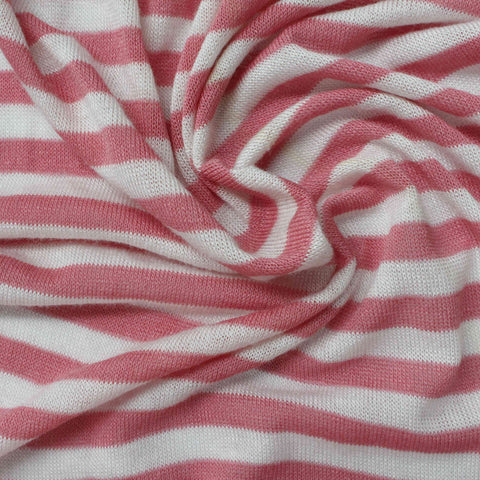 Pink Horizontal-Stripe Jersey Knit, Viscose, 102 gsm