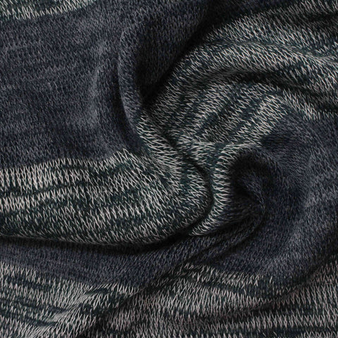 Dark Green Horizontal-Stripe Jersey Knit, Poly-Viscose