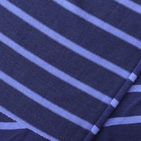 Navy Stripes Jersey Knit, Viscose, 142 gsm