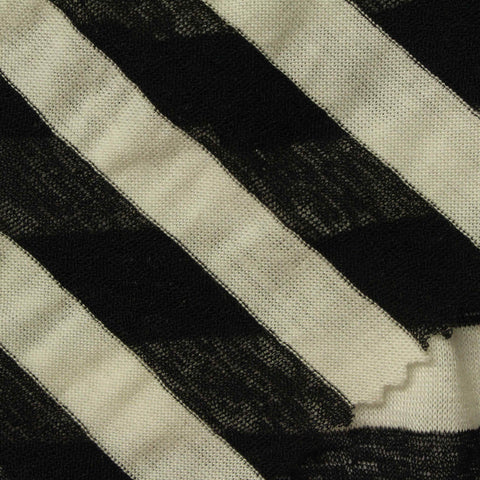 Black Diagonal-Stripe Jersey Knit, 100 gsm