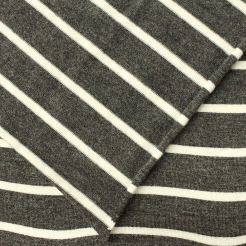 Grey Horizontal-Stripe Jersey Knit, Viscose, 230 gsm, 170 cm