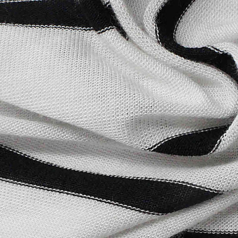 Black Horizontal-Stripe Jersey Knit, Viscose-Poly, 131 gsm