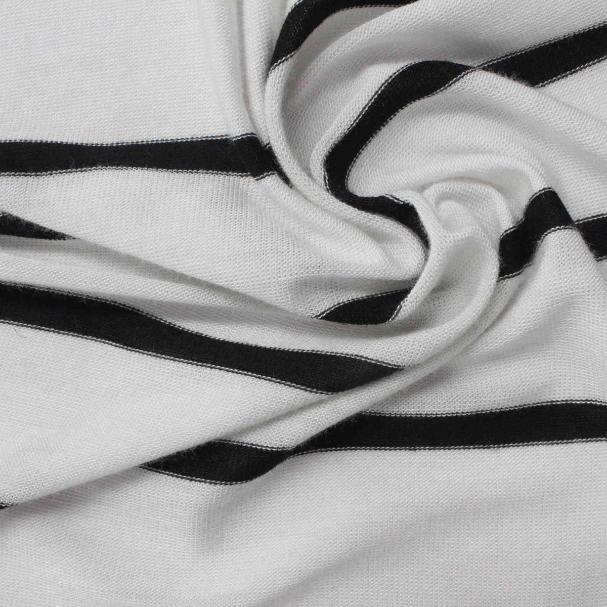 Black Horizontal-Stripe Jersey Knit, Viscose-Poly, 131 gsm