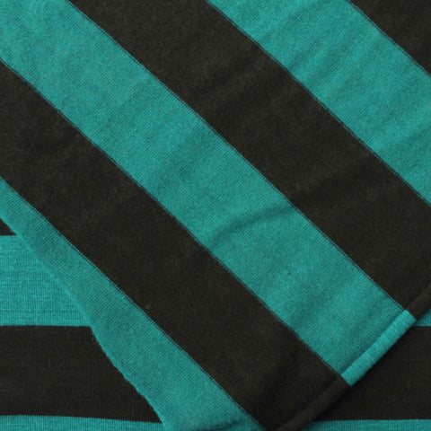 Teal Diagonal-Stripe Jersey Knit, Viscose