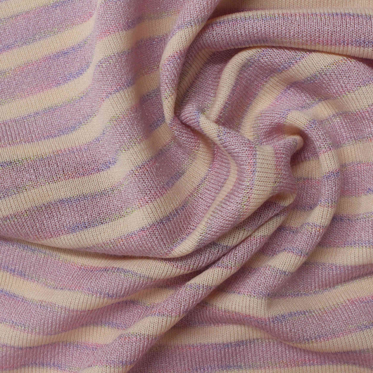 Striped Viscose Nylon Jersey Knit Fabric, 137 gsm, 155 cm — Beige