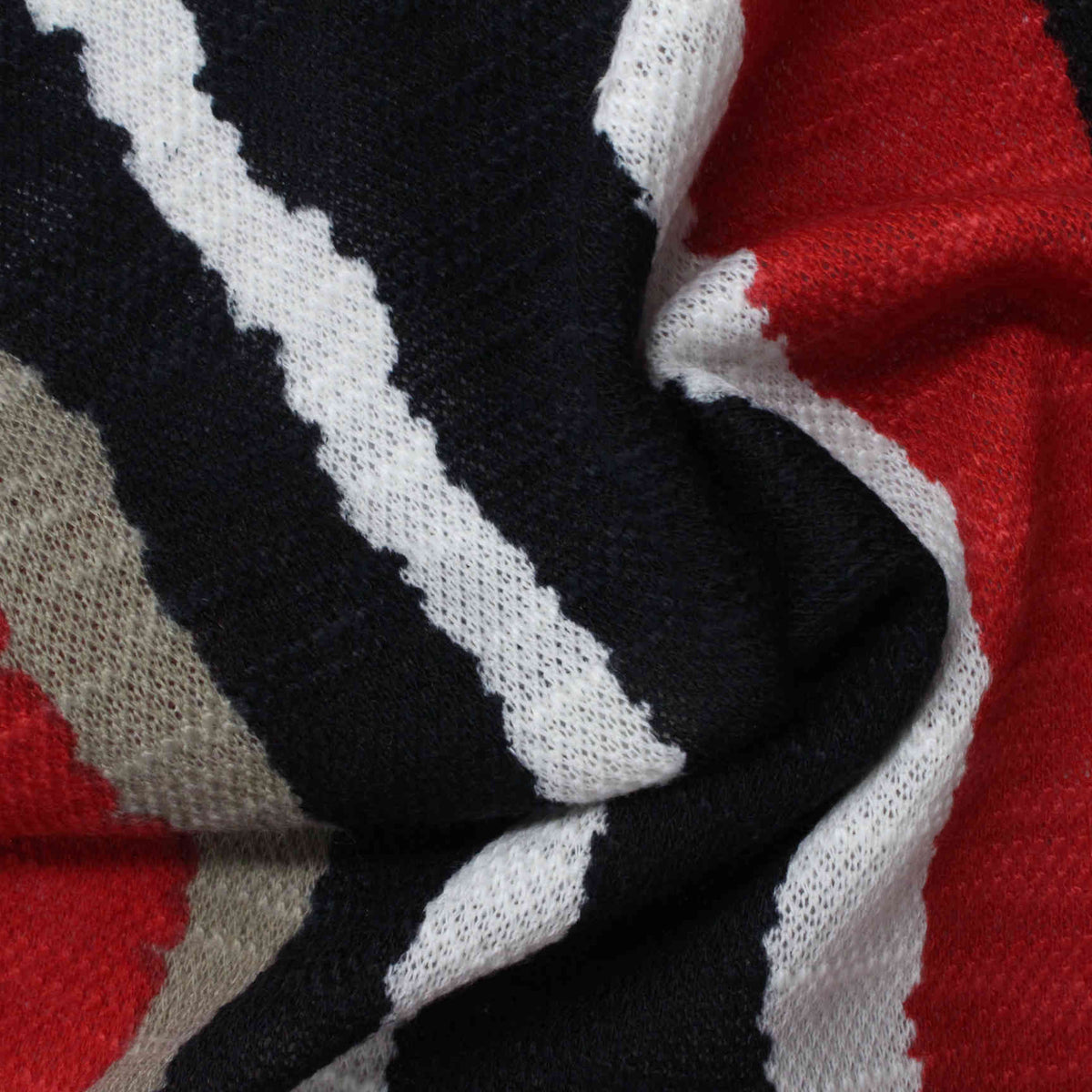 Black Irregular-Stripe Jersey Knit, Polyester