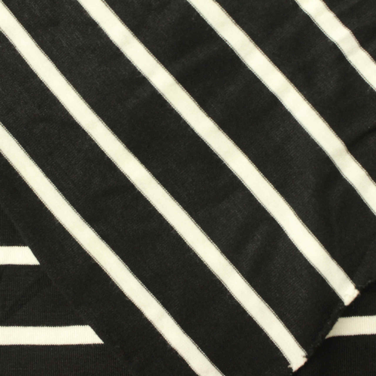 Black Diagonal-Stripe Jersey Knit, Viscose, 138 gsm