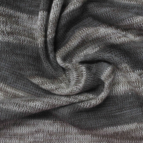 Grey Horizontal-Stripe Jersey Knit, Poly-Viscose, 177 gsm