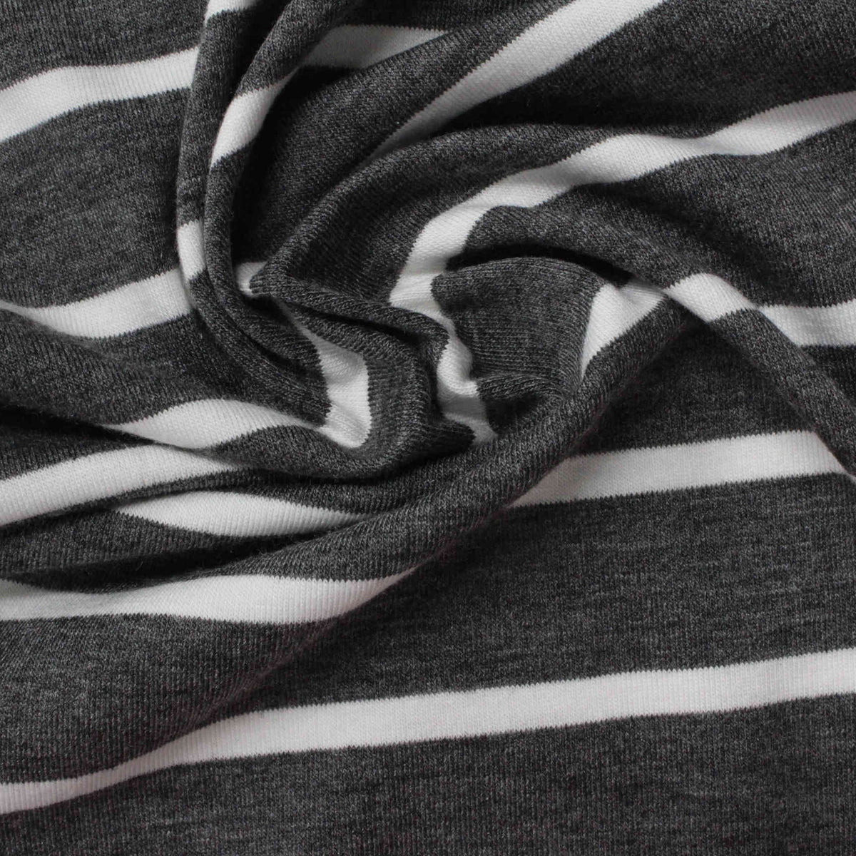 Grey Horizontal-Stripe Jersey Knit, Poly-Viscose, 207 gsm