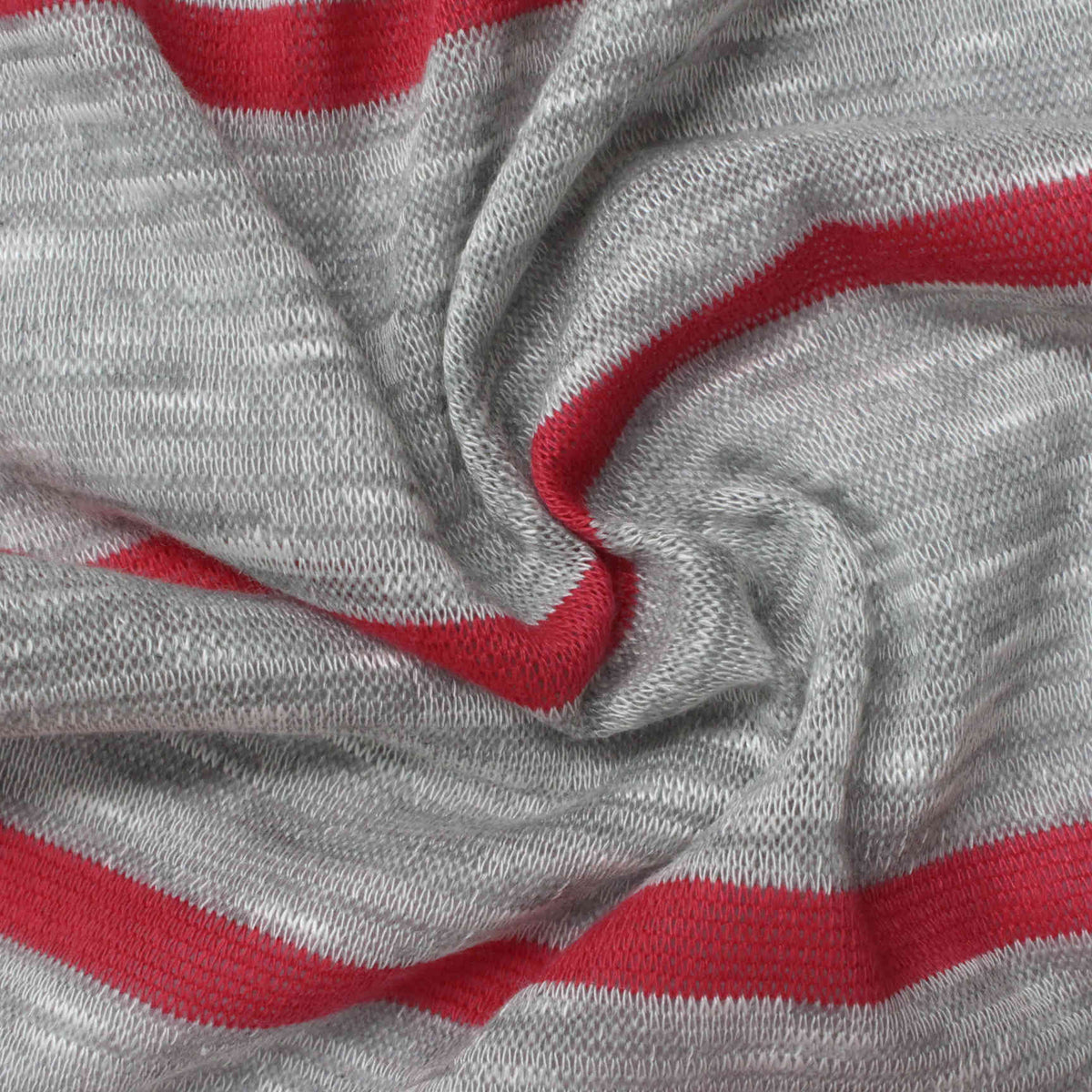 Red Horizontal-Stripe Jersey Knit, Poly-Viscose, 165 gsm