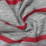 Red Horizontal-Stripe Jersey Knit, Poly-Viscose