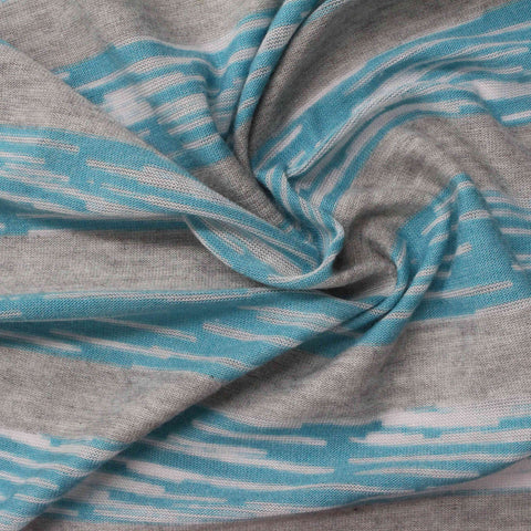Blue Horizontal-Stripe Jersey Knit, Poly-Viscose, 126 gsm