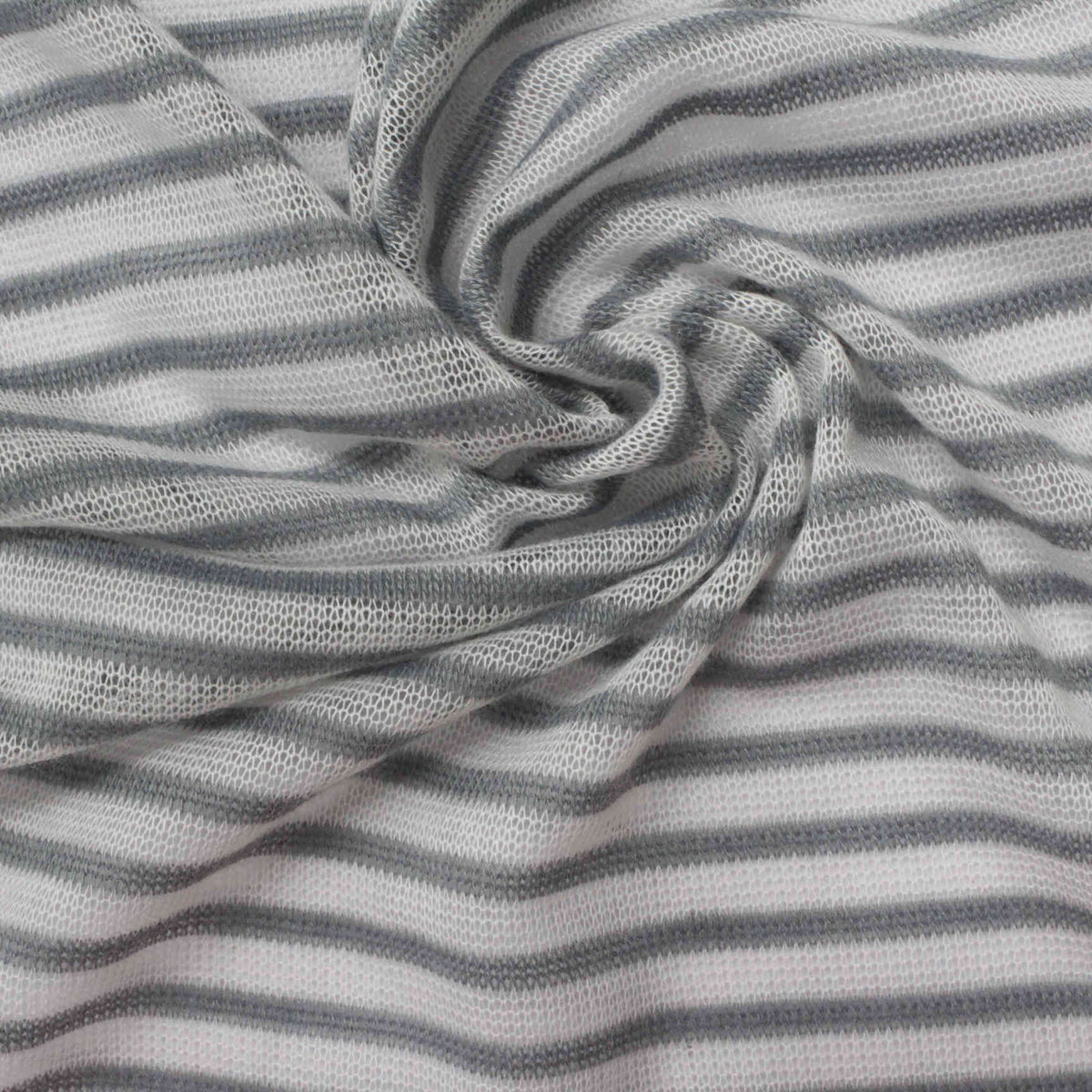 Grey Horizontal-Stripe Jersey Knit, Polyester, 92 gsm