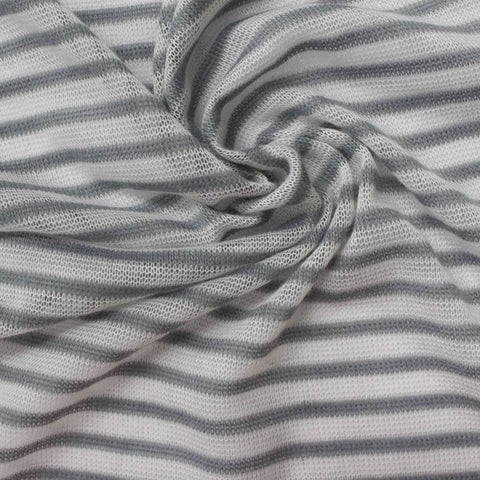 Grey Horizontal-Stripe Jersey Knit, Polyester, 92 gsm