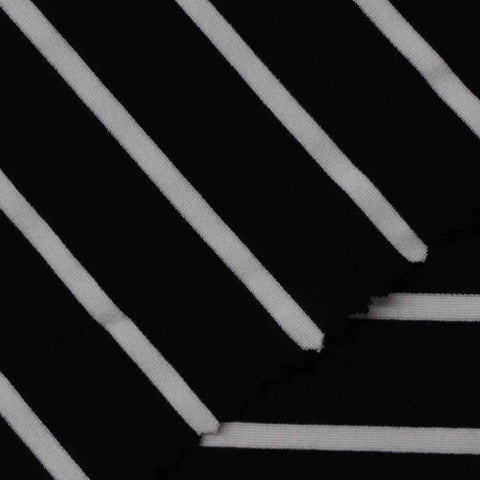 Black Diagonal-Stripe Jersey Knit, 402 gsm
