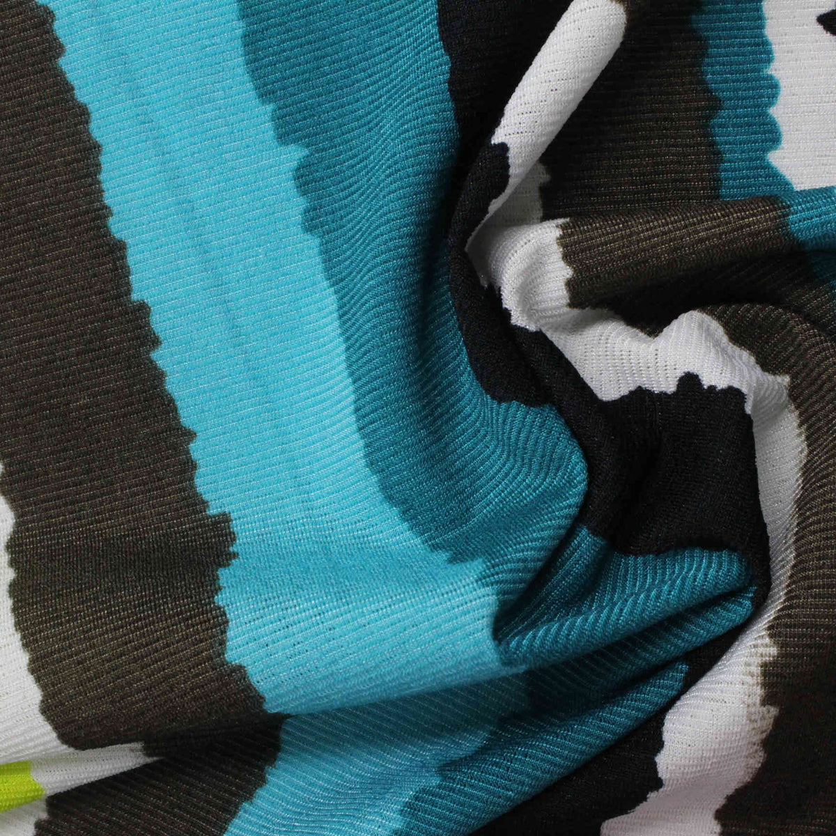 Teal Wavy-Band Jersey Knit