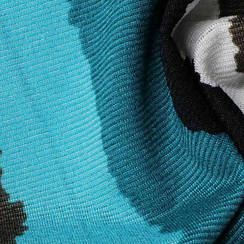 Teal Wavy-Band Jersey Knit