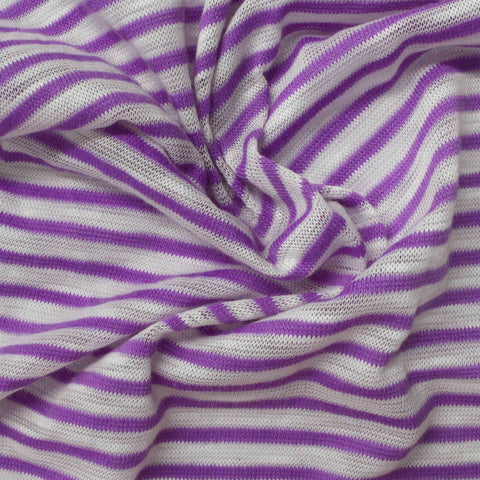 Purple Horizontal-Stripe Jersey Knit, 141 gsm