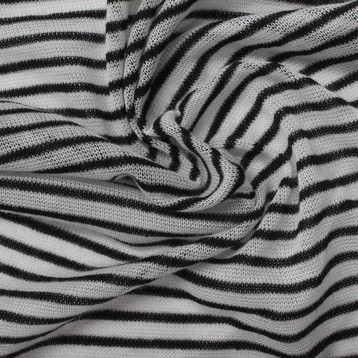 Black Horizontal-Stripe Jersey Knit, Polyester, 104 gsm