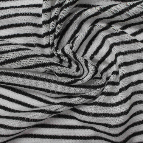 Black Horizontal-Stripe Jersey Knit, Polyester, 104 gsm
