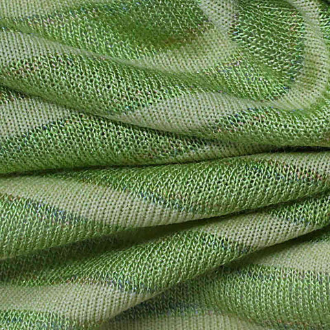 Green Horizontal-Stripe Jersey Knit, 137 gsm