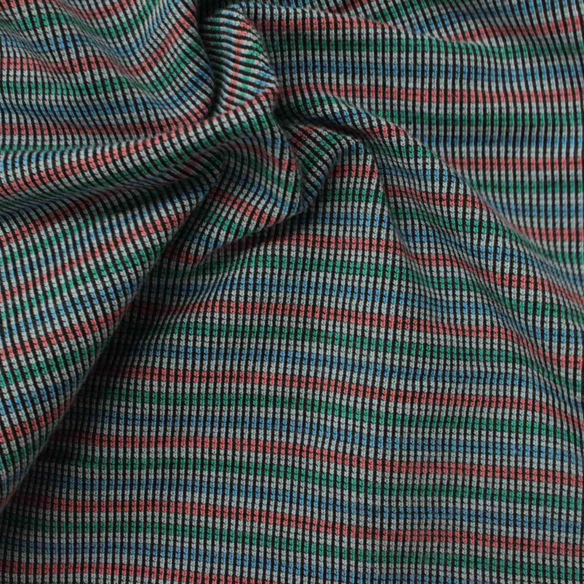 Multi Horizontal-Stripe Jersey Knit, Cotton-Poly