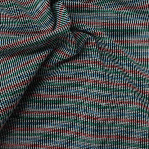 Multi Horizontal-Stripe Jersey Knit, Cotton-Poly