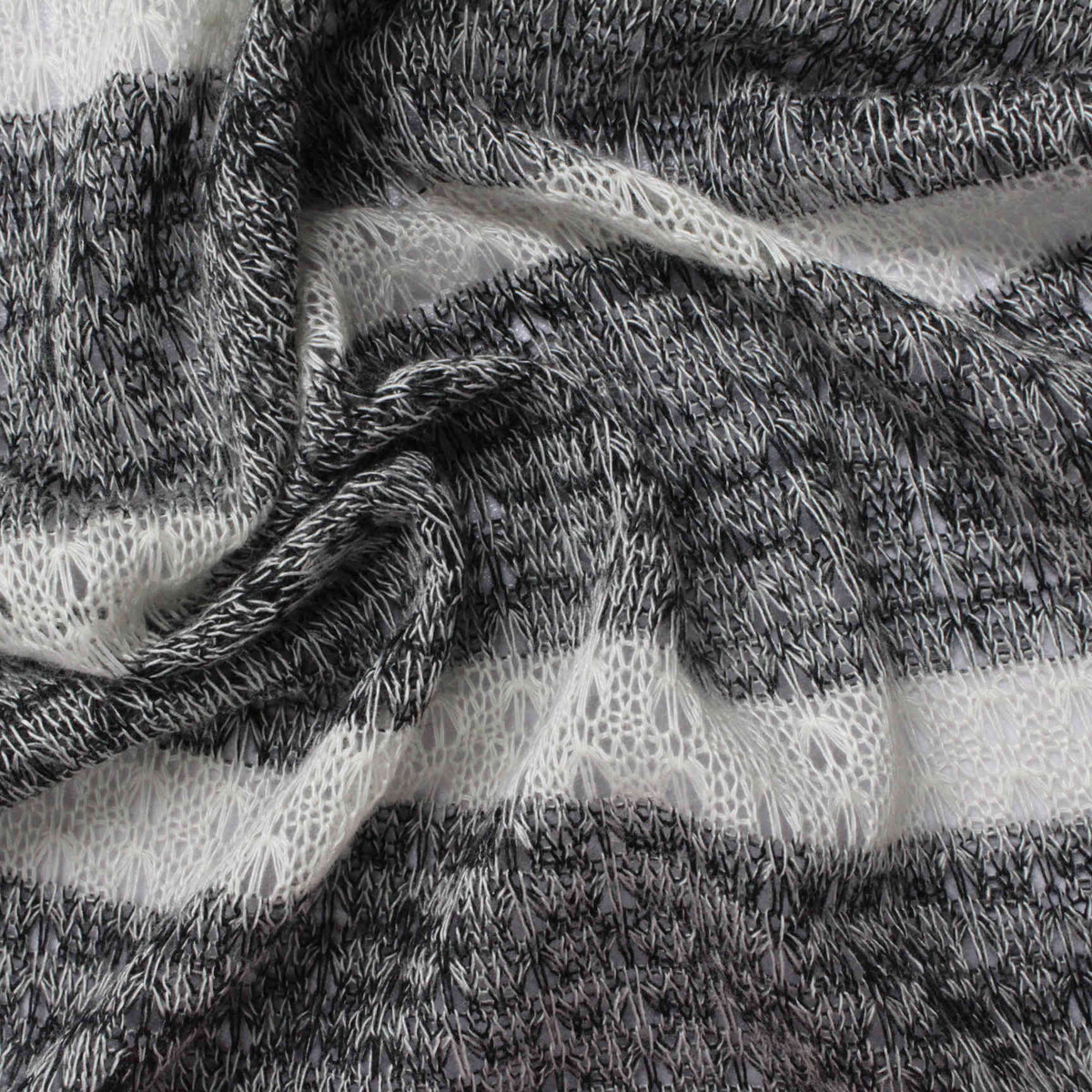 Heathered Black Horizontal-Stripe Jersey Knit