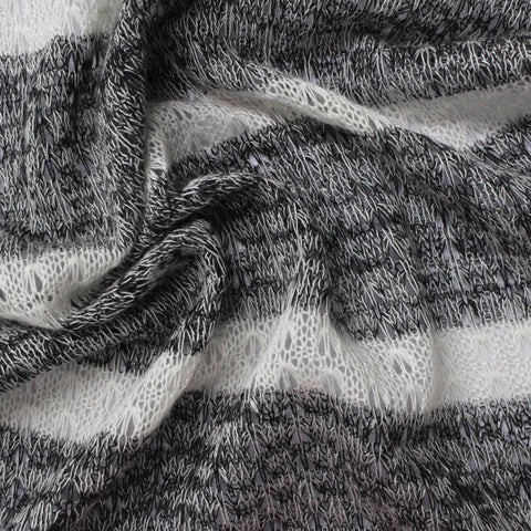 Heathered Black Horizontal-Stripe Jersey Knit