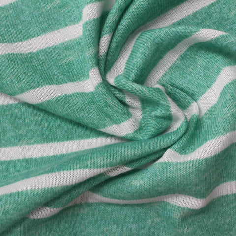 Green Horizontal-Stripe Jersey Knit, 205 gsm