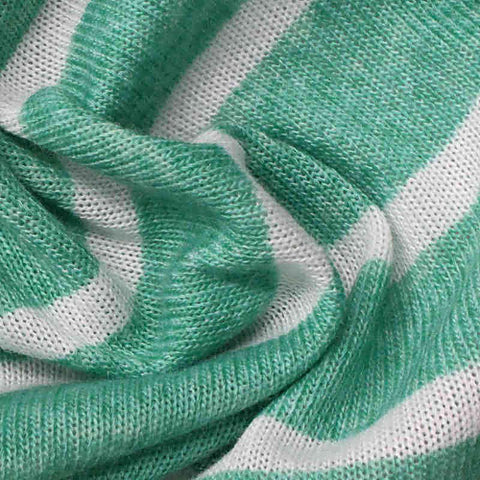 Green Horizontal-Stripe Jersey Knit, 205 gsm