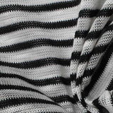 Black Horizontal-Stripe Jersey Knit, Polyester — texture