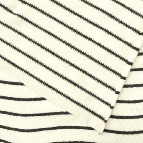 Black Horizontal-Stripe Rib Knit, Viscose, 142 gsm