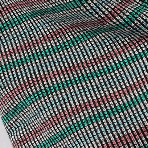 Black Fine-Check Rib Knit, Cotton-Poly