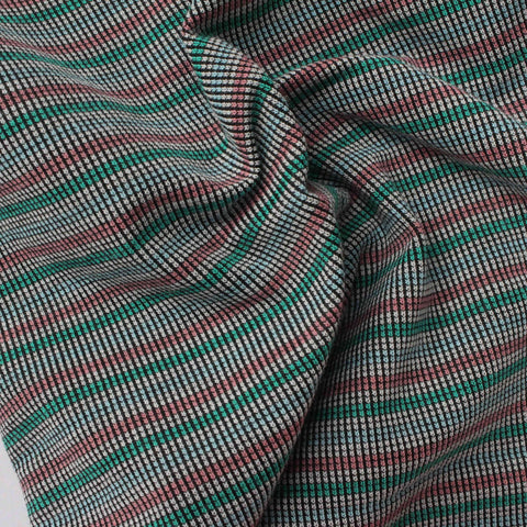 Black Fine-Check Rib Knit, Cotton-Poly