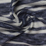 Marled Blue-Grey Horizontal-Stripe Rib Knit, Viscose-Poly