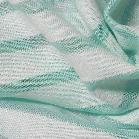 Light Green Horizontal-Stripe Jersey Knit, Poly-Viscose, 105 gsm