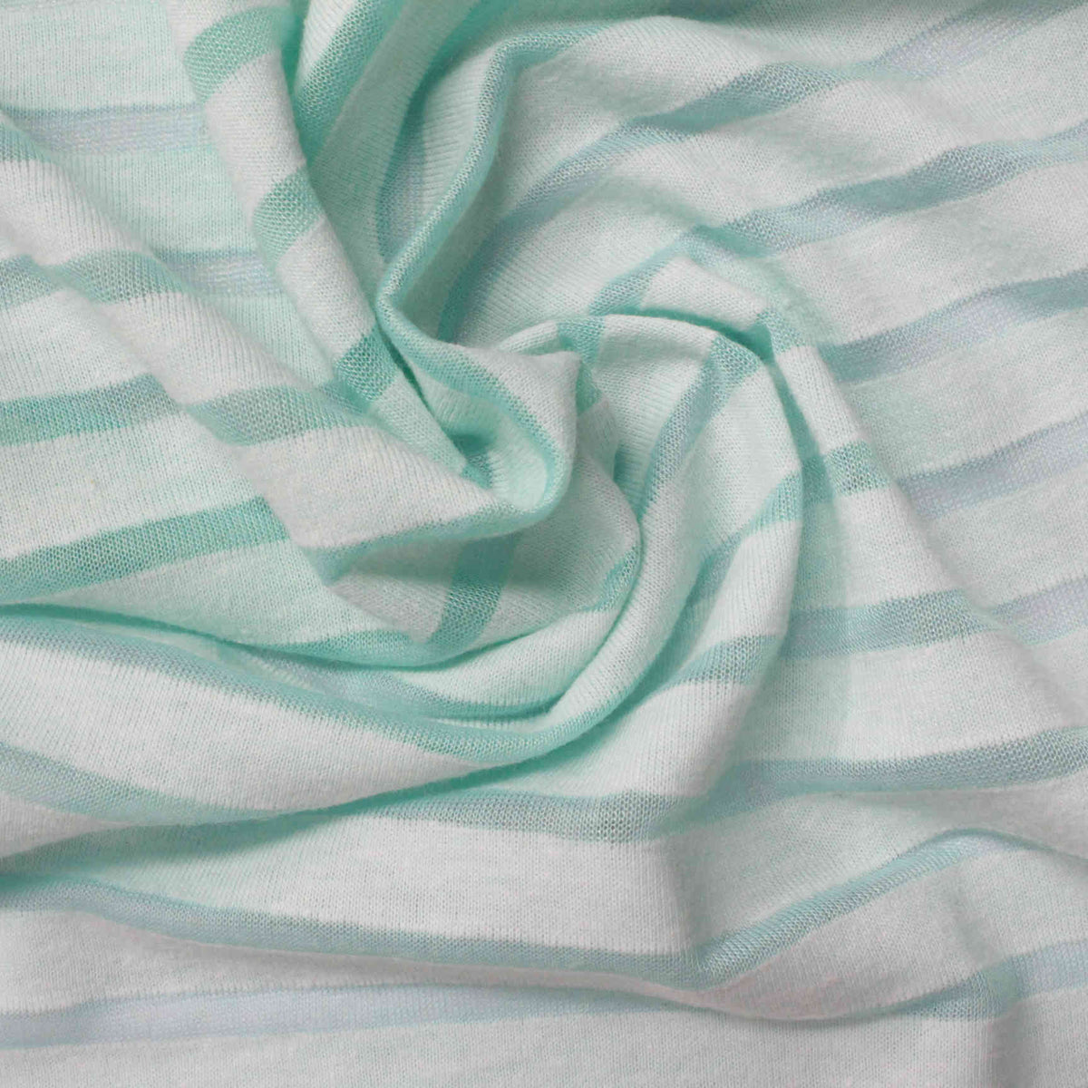 Light Green Horizontal-Stripe Jersey Knit, Poly-Viscose, 105 gsm